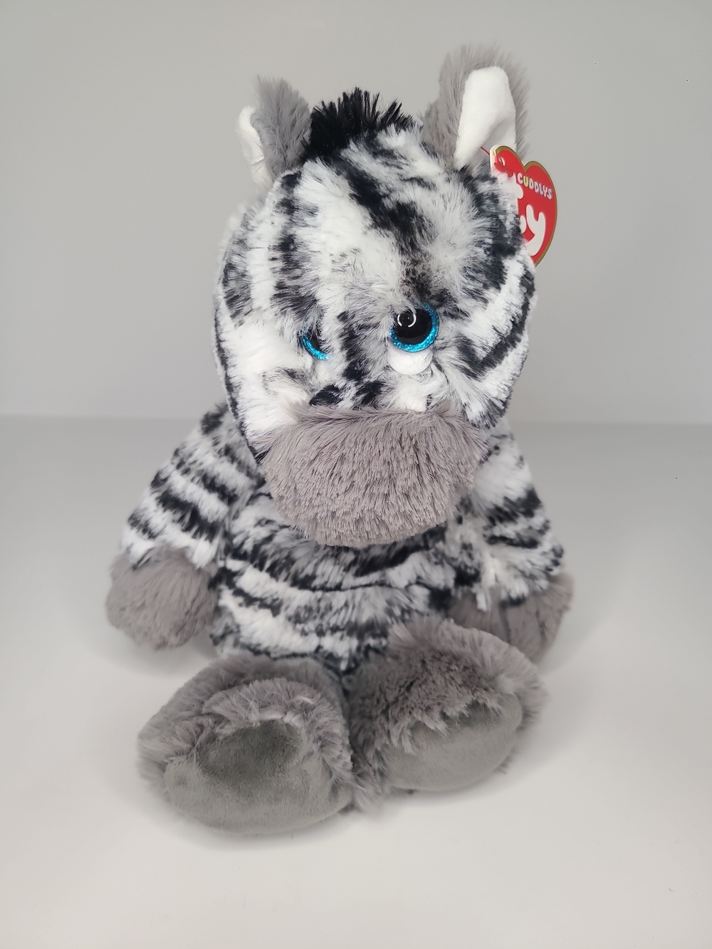 Ty Cuddlys Zahari Zebra Plush Blue Sparkle Eyes Retired Stuffed Animal